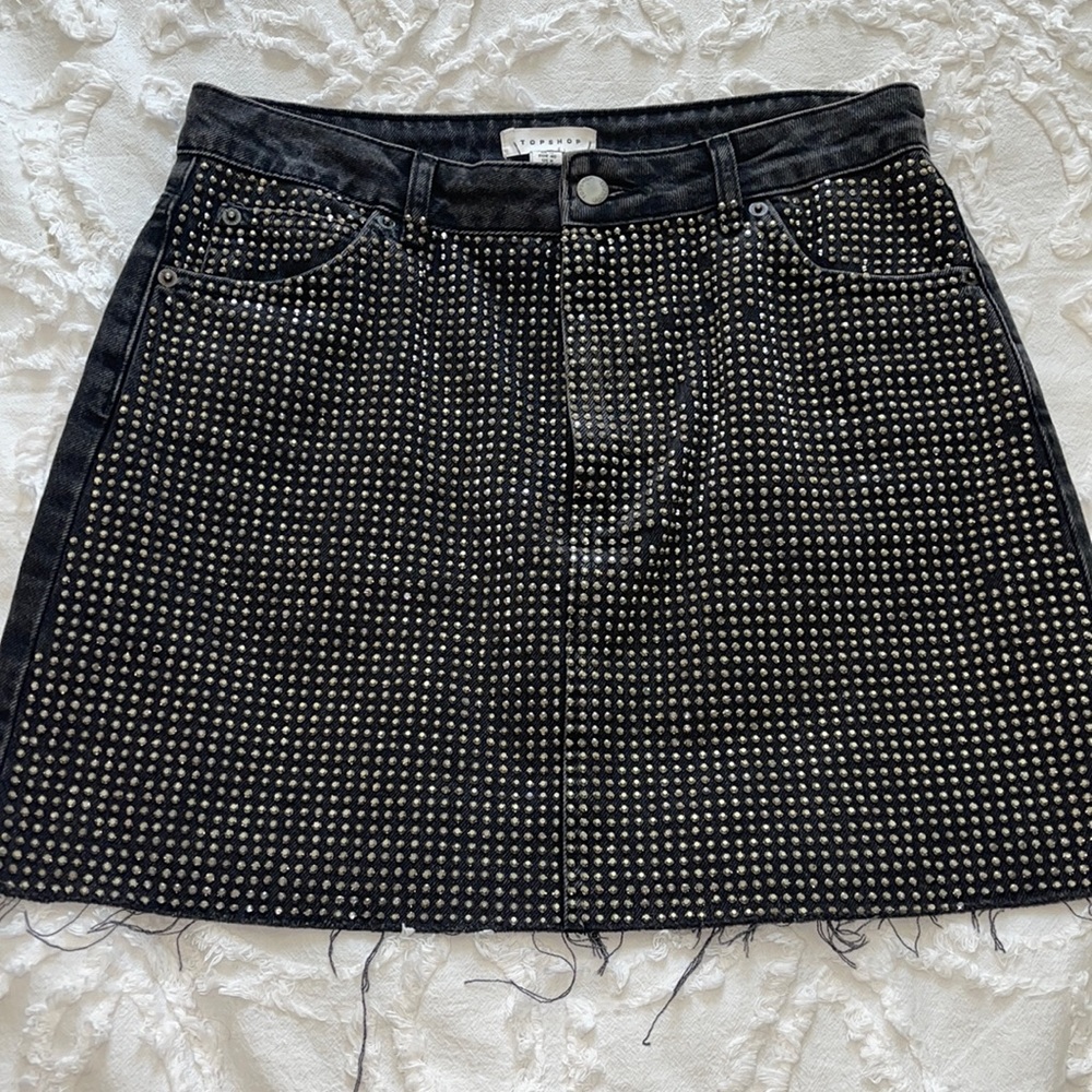 Topshop black denim skirt